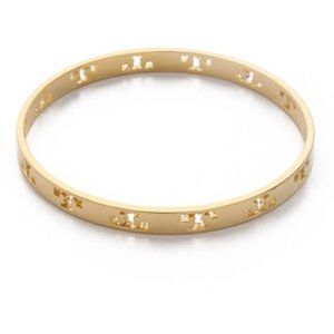 TORY BURCH | Pierced T Logo Bangle in Gold
